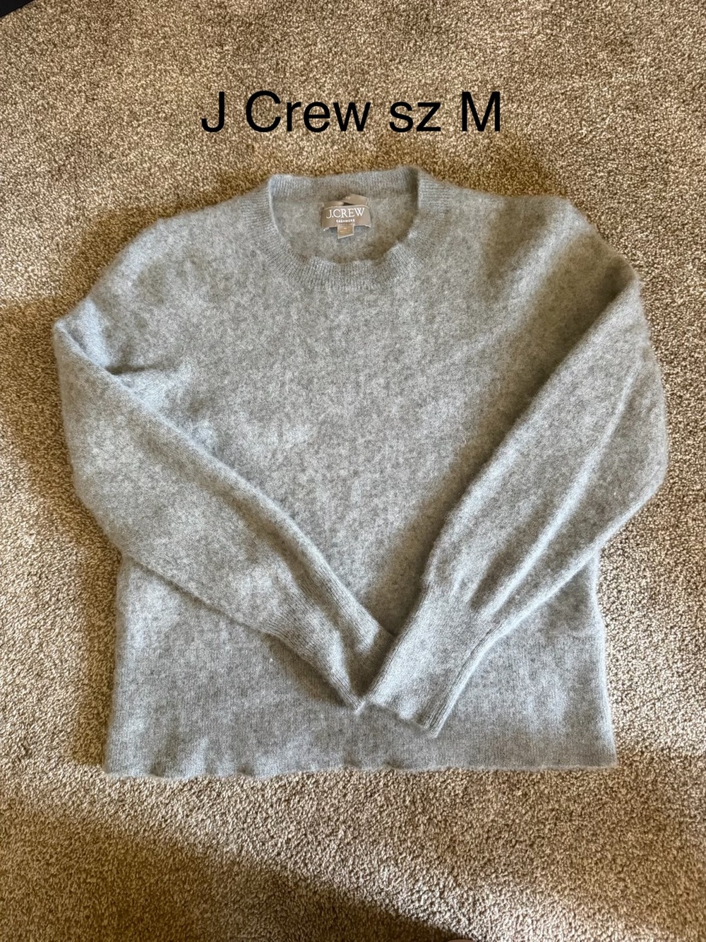 J. Crew Womens Grey Crewneck cashmere Sweater Sz M